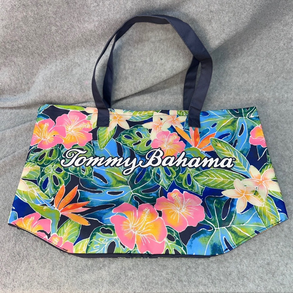 Tropical Floral Print Women Multi Tommy Bahama Canvas Beach Tote Bag One Size